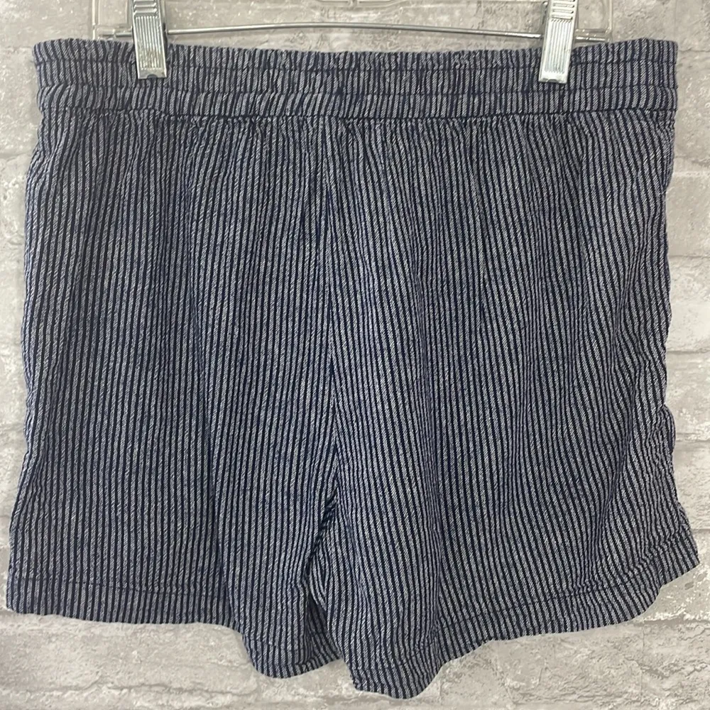 J.Crew Navy Striped Linen Blend Drawstring Short - Image 3