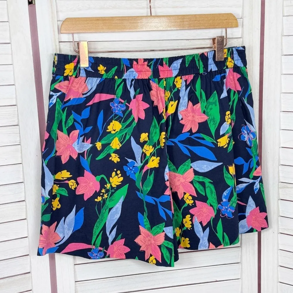 J. Crew Tropical Floral Pleat Front High Waist Chino Shorts Blue Multi 8 - Image 2