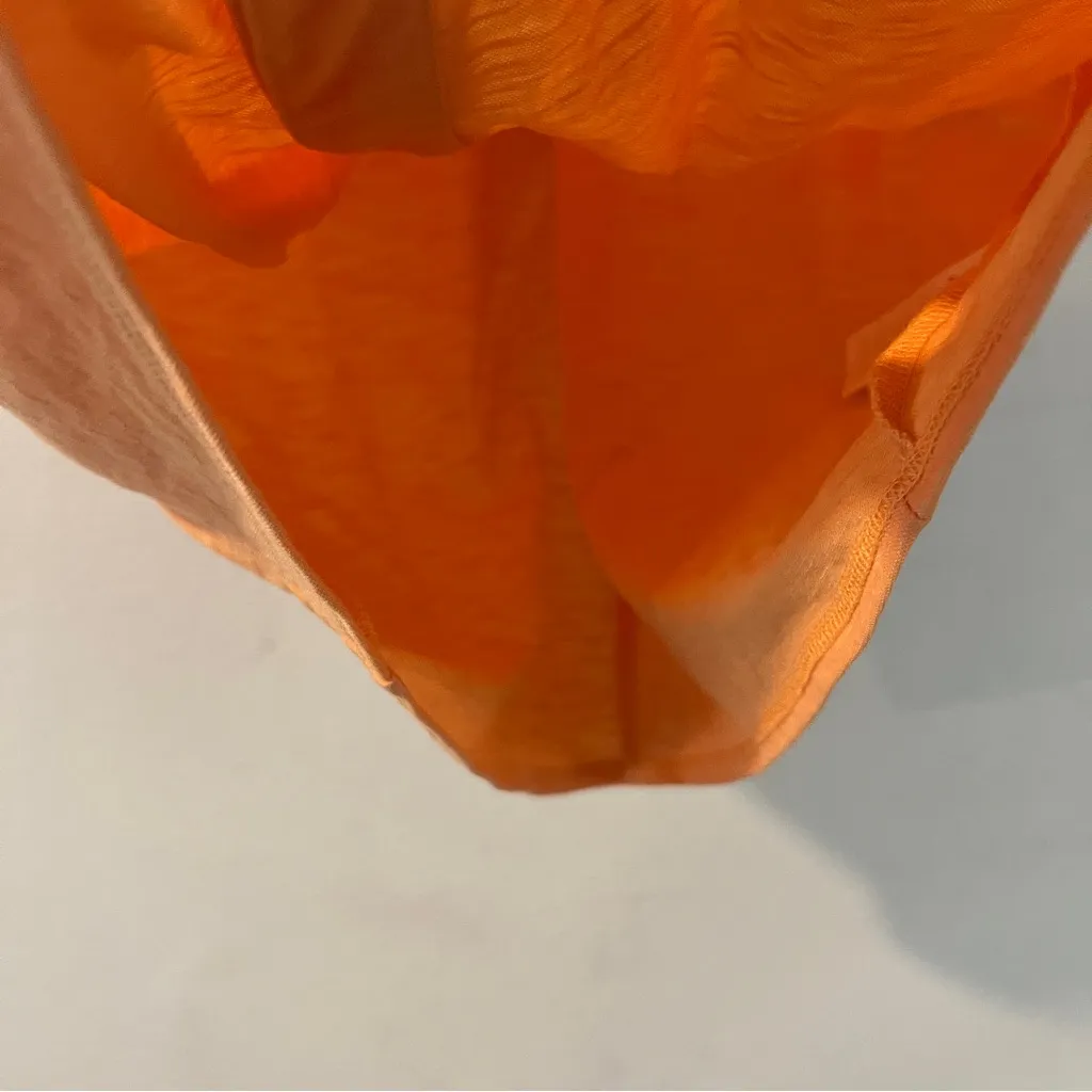 Cleo Petites Orange Short Sleeve Button Down Dolman Tie Front Shirt Size M‎ Size M - Image 5