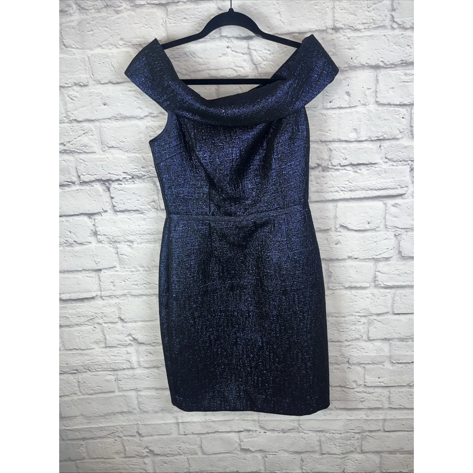 Rickie Freeman x Teri Jon Jacquard Blue Metallic Cocktail Dress Size 6 READ - Image 15