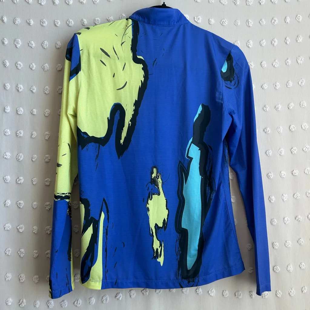Jamie Sadock Sunsense Long Sleeve Quarter Zip Sun Shirt Golf Sz XS Vapor Print Yellow - Image 2