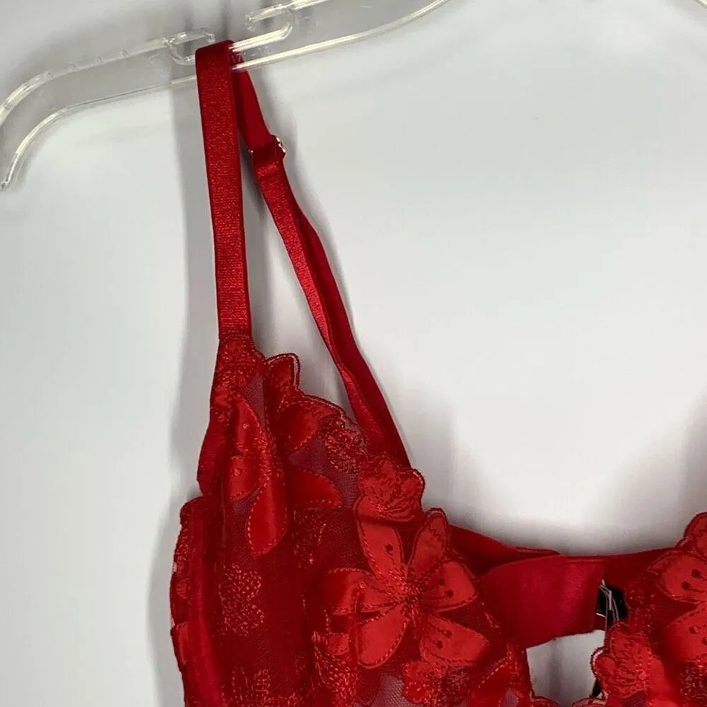 Victoria's Secret Women's Floral Lace Low Cut Demi Bra Red Size 34D/D75 NWOT - Image 5