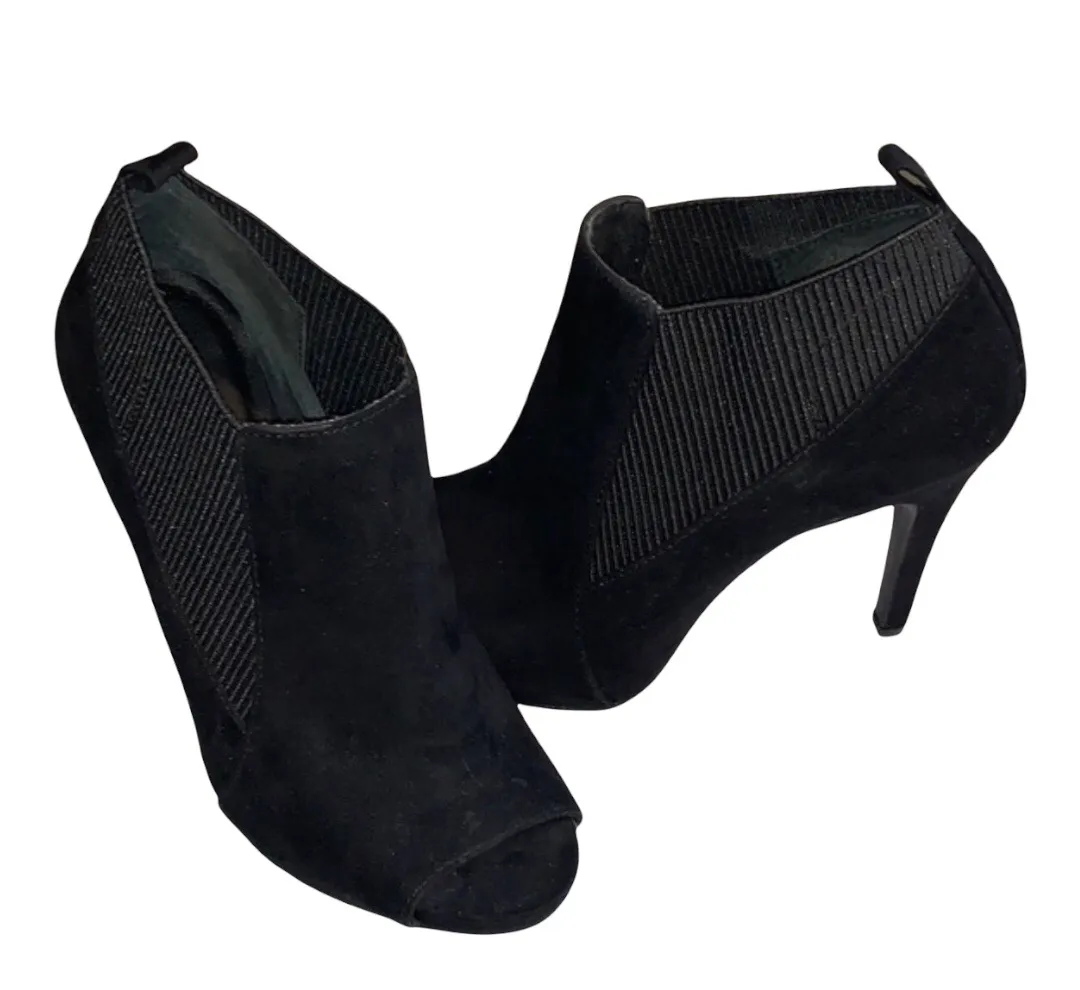Simply  Black Suede Peep Toe Booties - Image 4