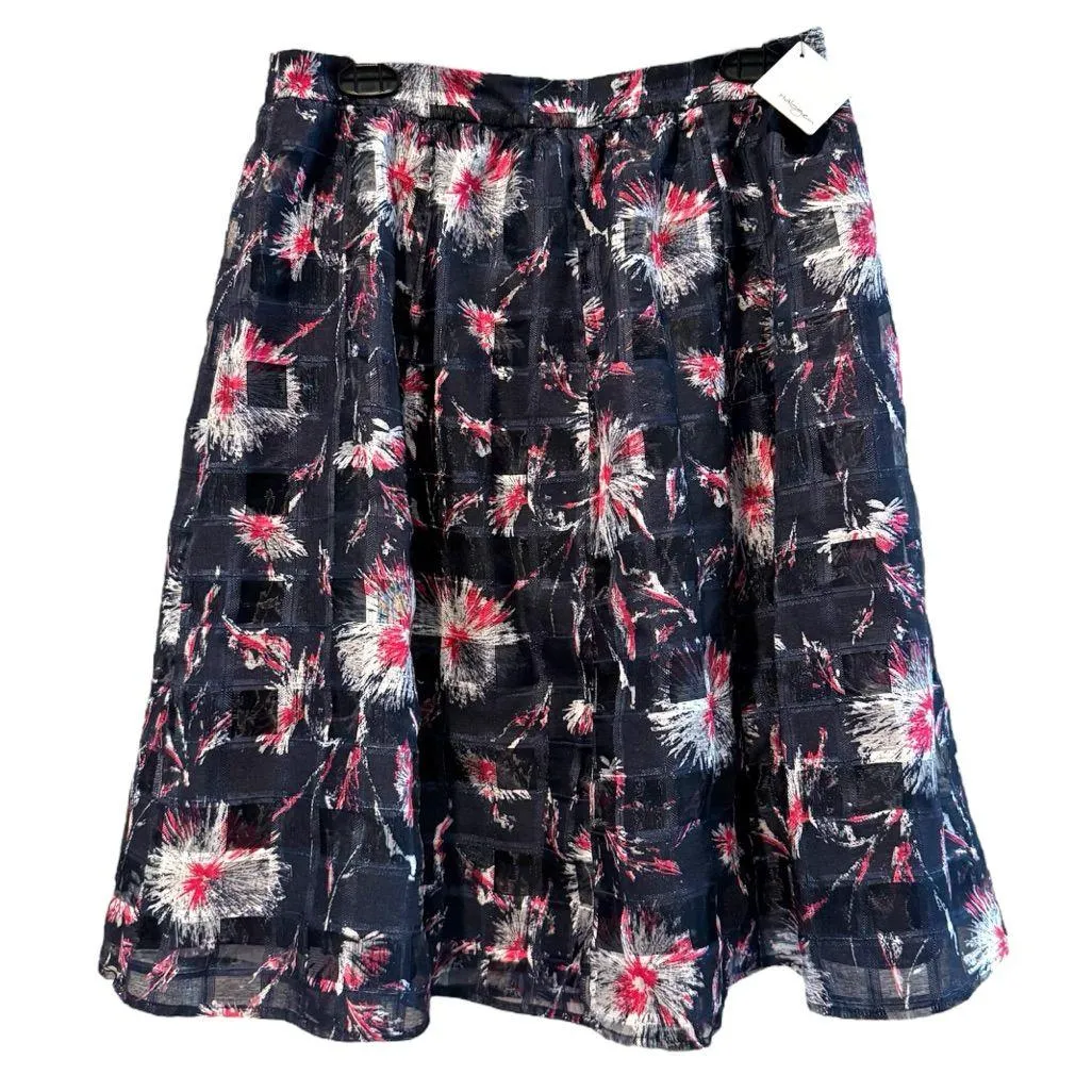 Halogen Flare‎ Skirt Pleated Navy & Pink Floral Lined Size 10 Petite NWT - Image 2
