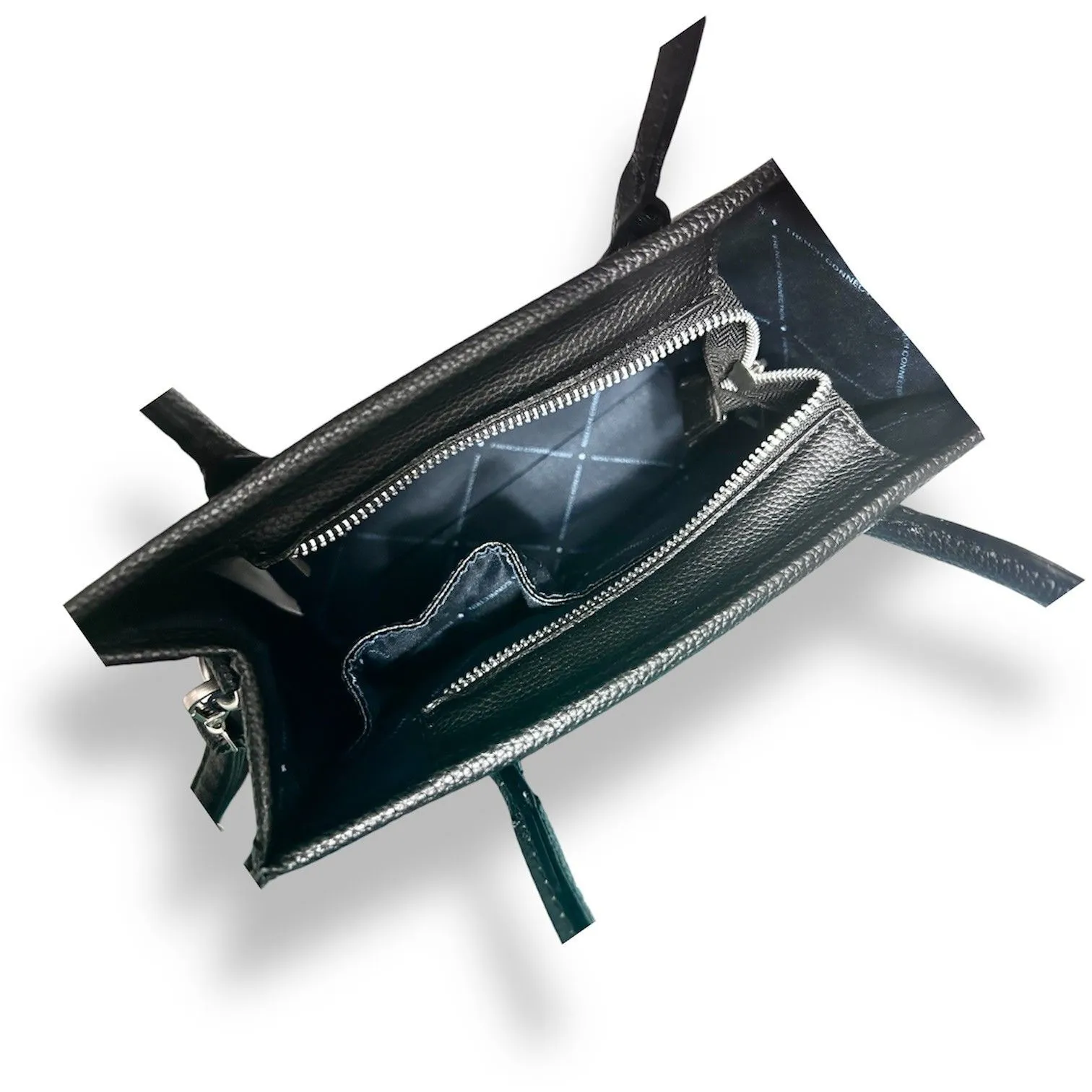 NEW French Connection Black Vegan Leather‎ Fritz Square Satchel Handbag Purse - Image 11