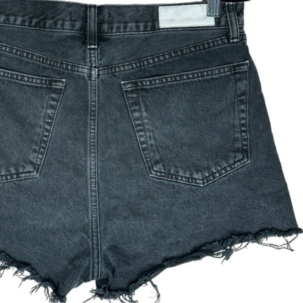 RE/DONE High Rise Washed Black Cut Off Denim Shorts Size 30 - Image 10