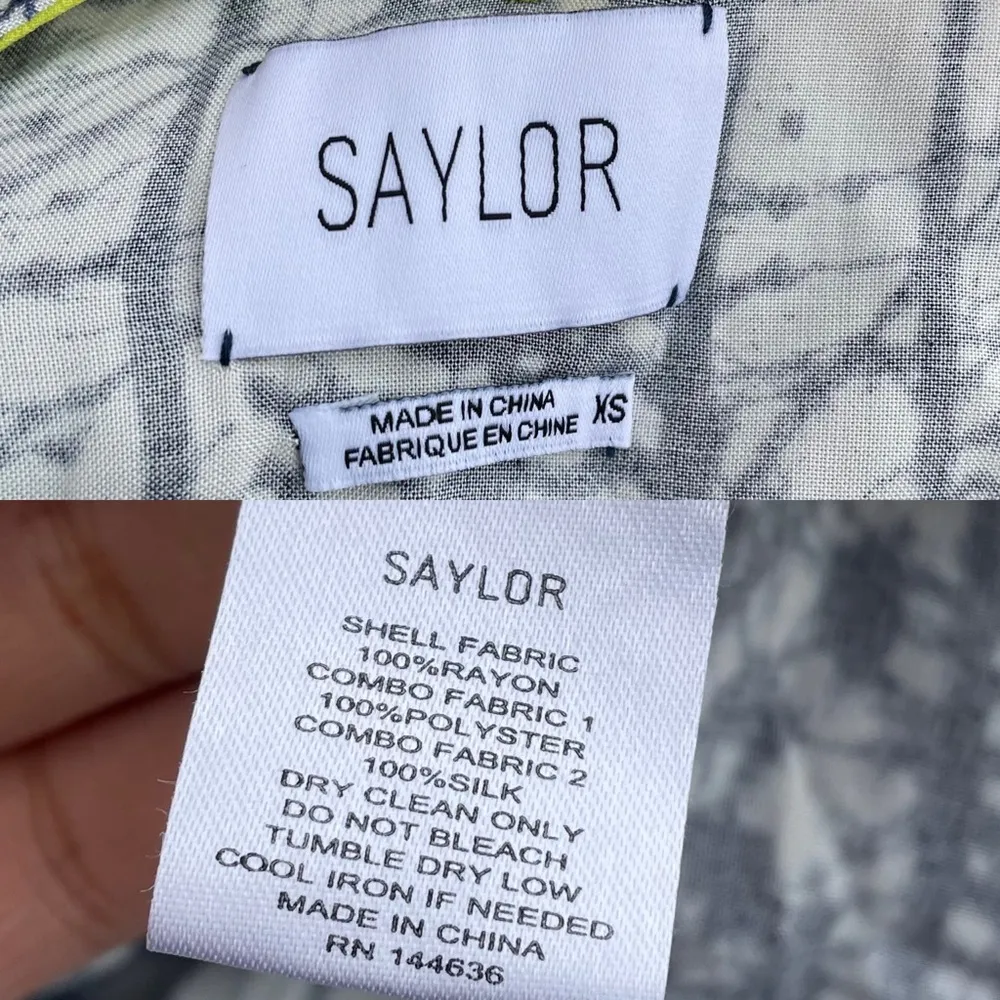 SAYLOR Women’s Dress Blue White Print Straps V Neck Cut Put Back XS - Image 10