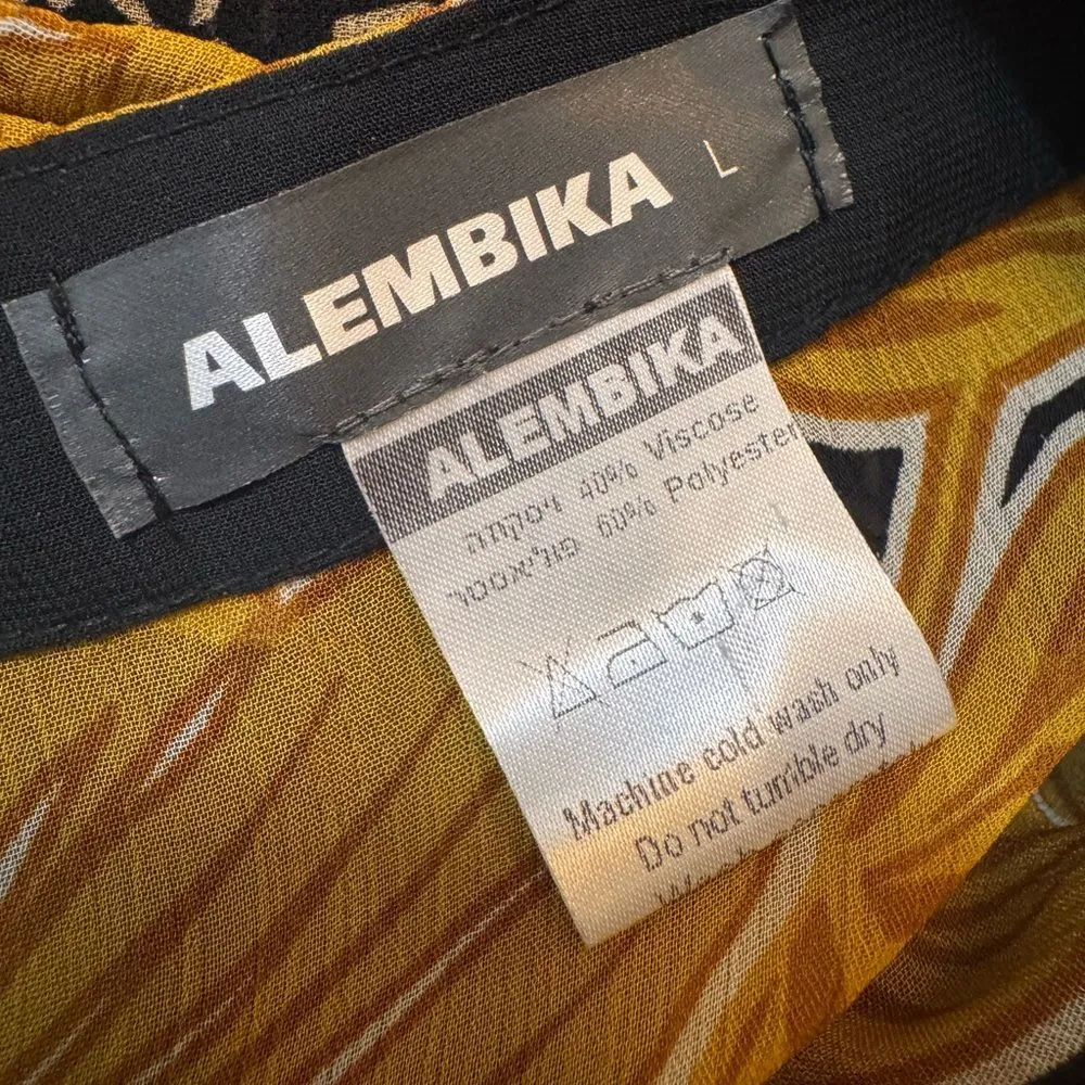 Alembika LANAI CHIFFON SHIFT DRESS, GOLD Large Black - Image 5