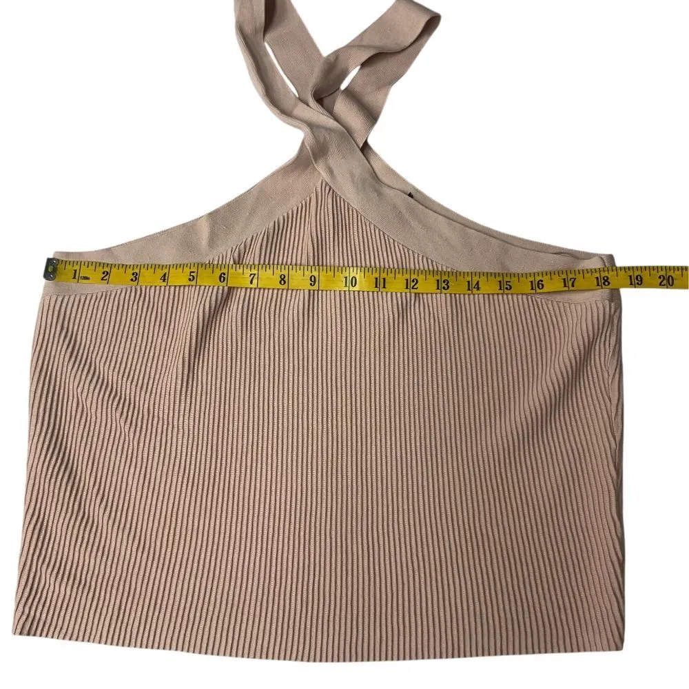 Halogen Women's Cropped Halter Ribbed Knit Tank Size‎ XL Beige Sleeveless NEW - Image 7