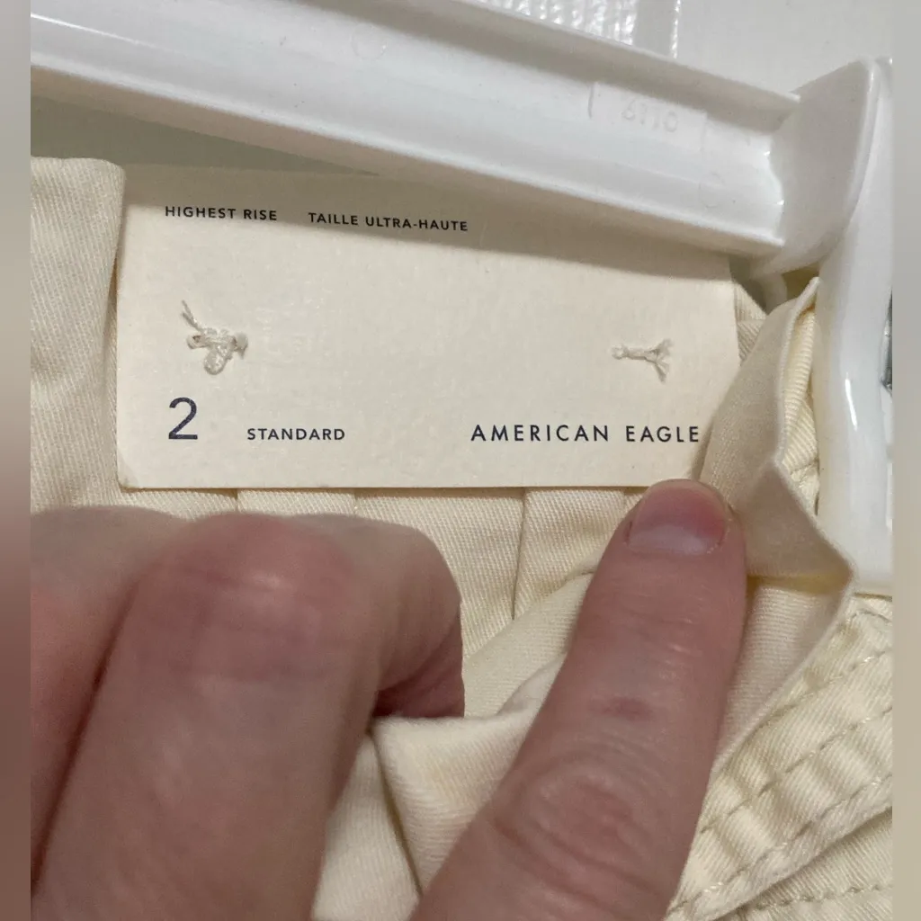 American Eagle Cream Highest Rise Belted Paperbag Waist Cropped Wide Leg Pants - Image 6