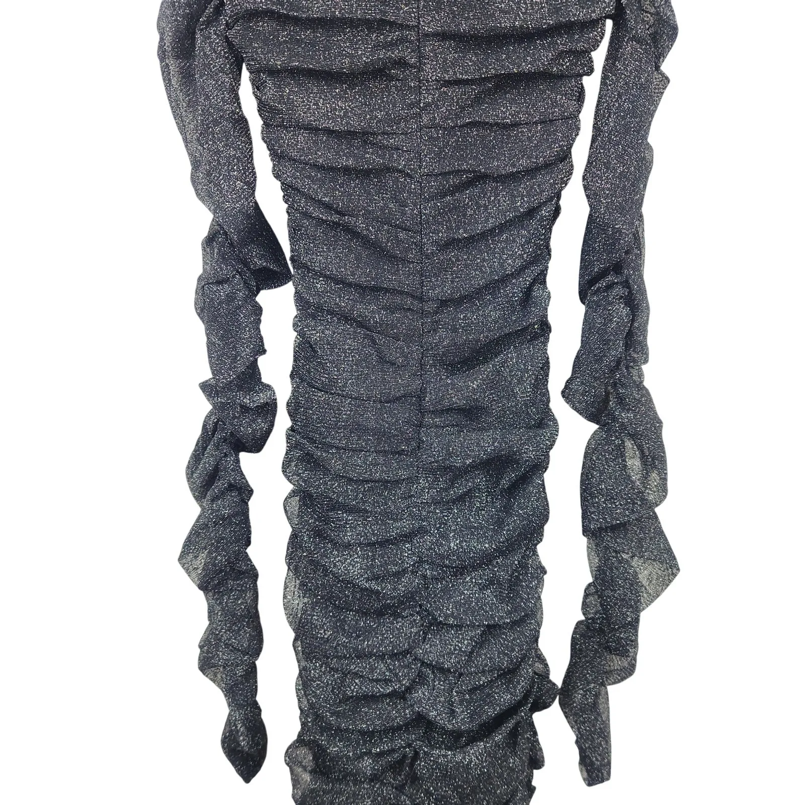 Jonathan Simkhai Standard Zinnia Ruched Midi Dress in Black Metallic Medium NWT - Image 8