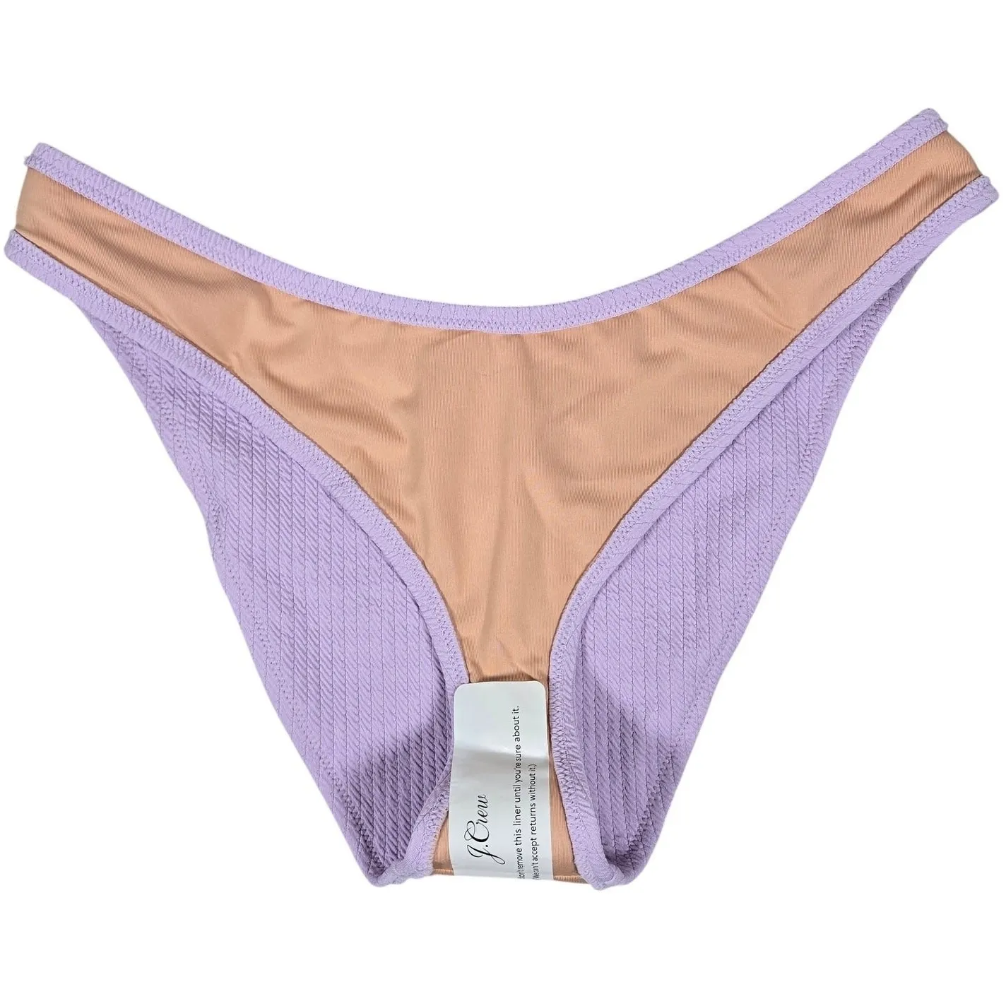 J. Crew Textured curved-waist cheeky bikini bottom Dusty Mauve L NWT‎ - Image 3