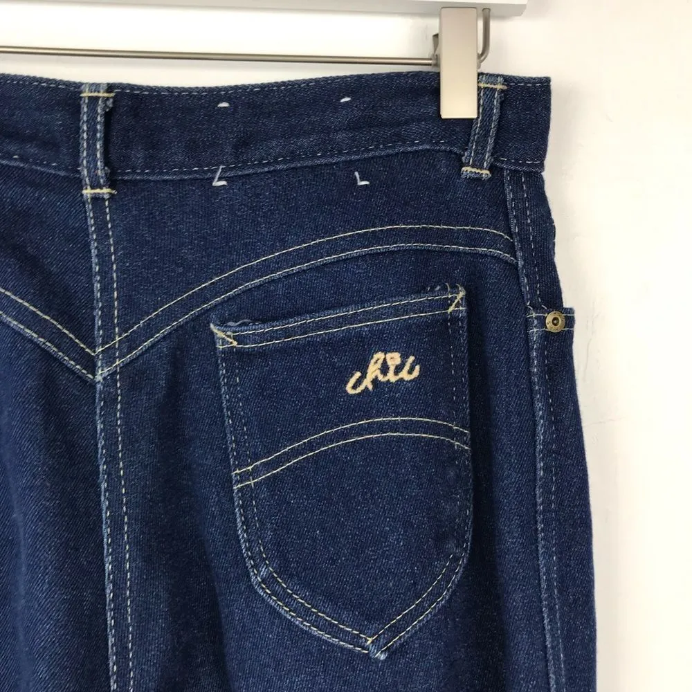 Chic Vintage Straight Leg Distressed Denim Jeans Blue Size 16 - Image 3