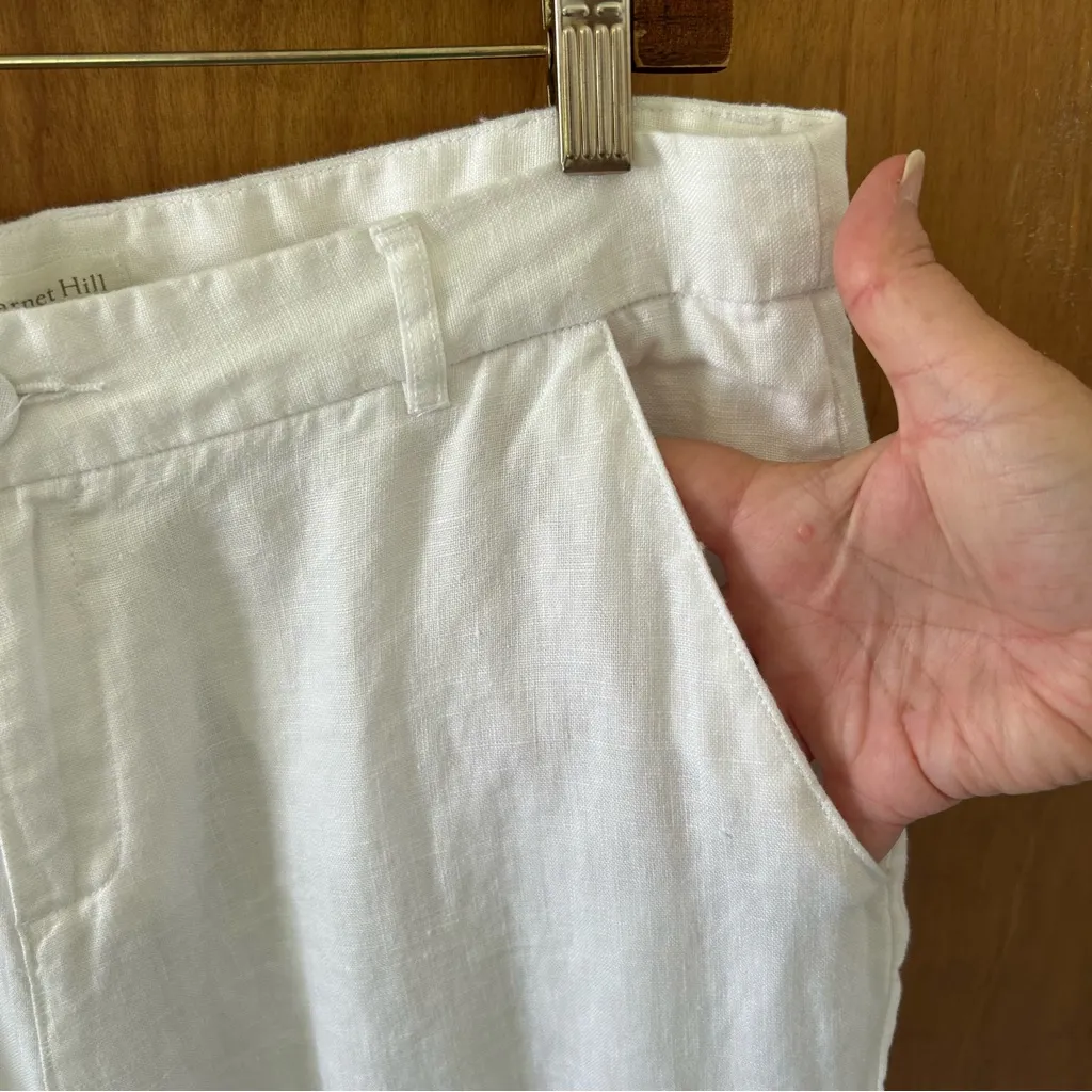 Garnet Hill Classic White Linen Trousers. Size 10. - Image 9