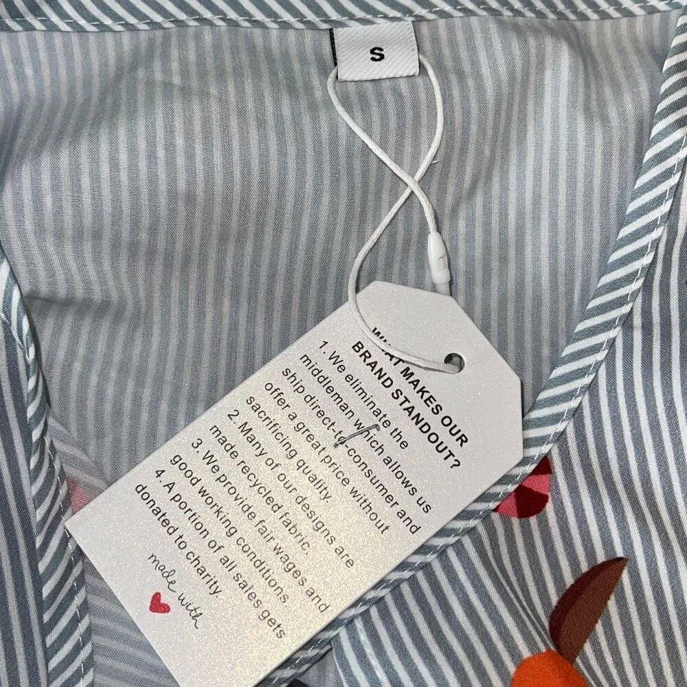 NWT Made with Love‎ Womens Striped Tassel Tie Neck Tunic Dress Blue White Small - Image 6