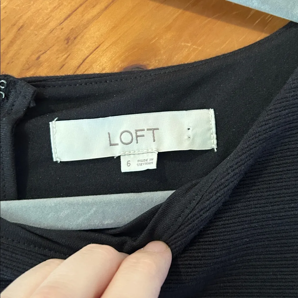 Loft gold zip cuff black ribbed flare long sleeve dress - Image 6