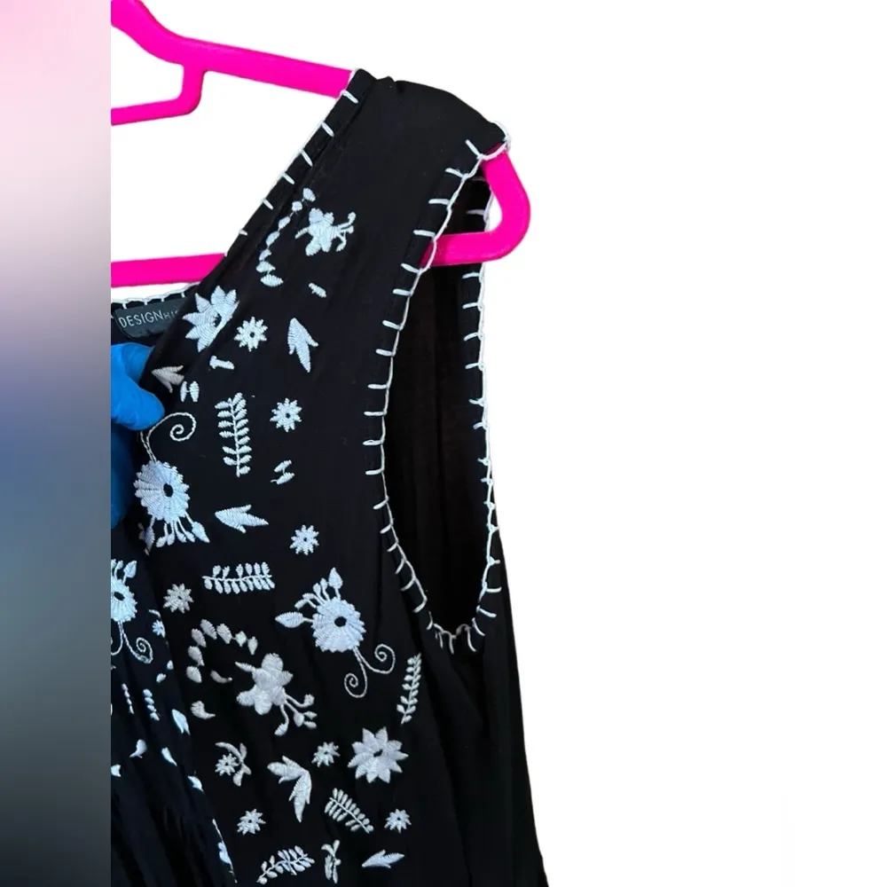 Design History Woman Floral Embroidered Sleeveless Tiered Midi Dress Plus 1X - Image 5