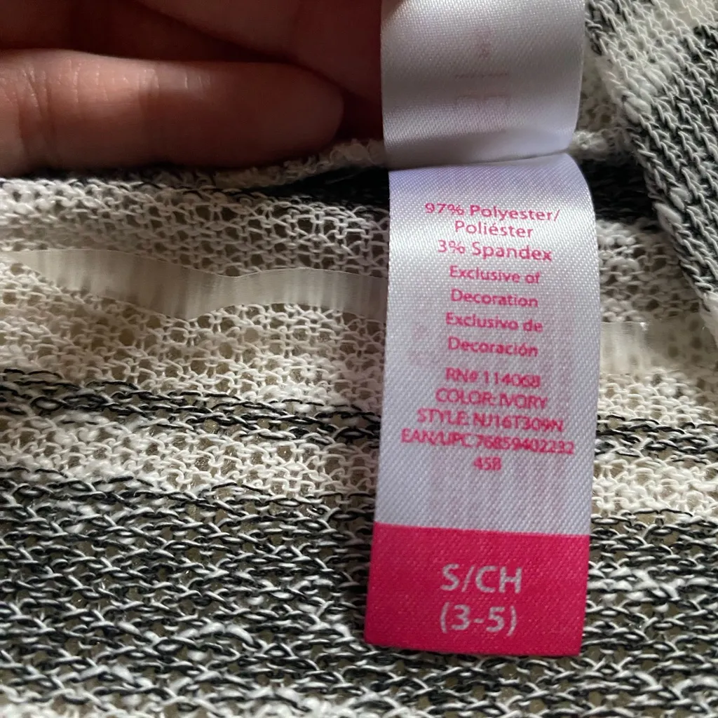 Striped Fringe Women’s Gray & White Cardigan Size Small - Image 6