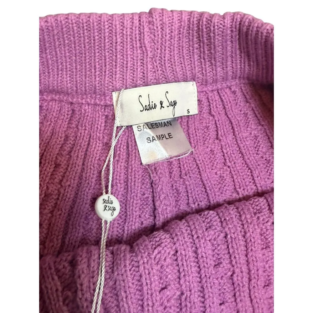 NWT Sadie & Sage Lavender Cable Knit Lounge Shorts | Size Small Purple - Image 3