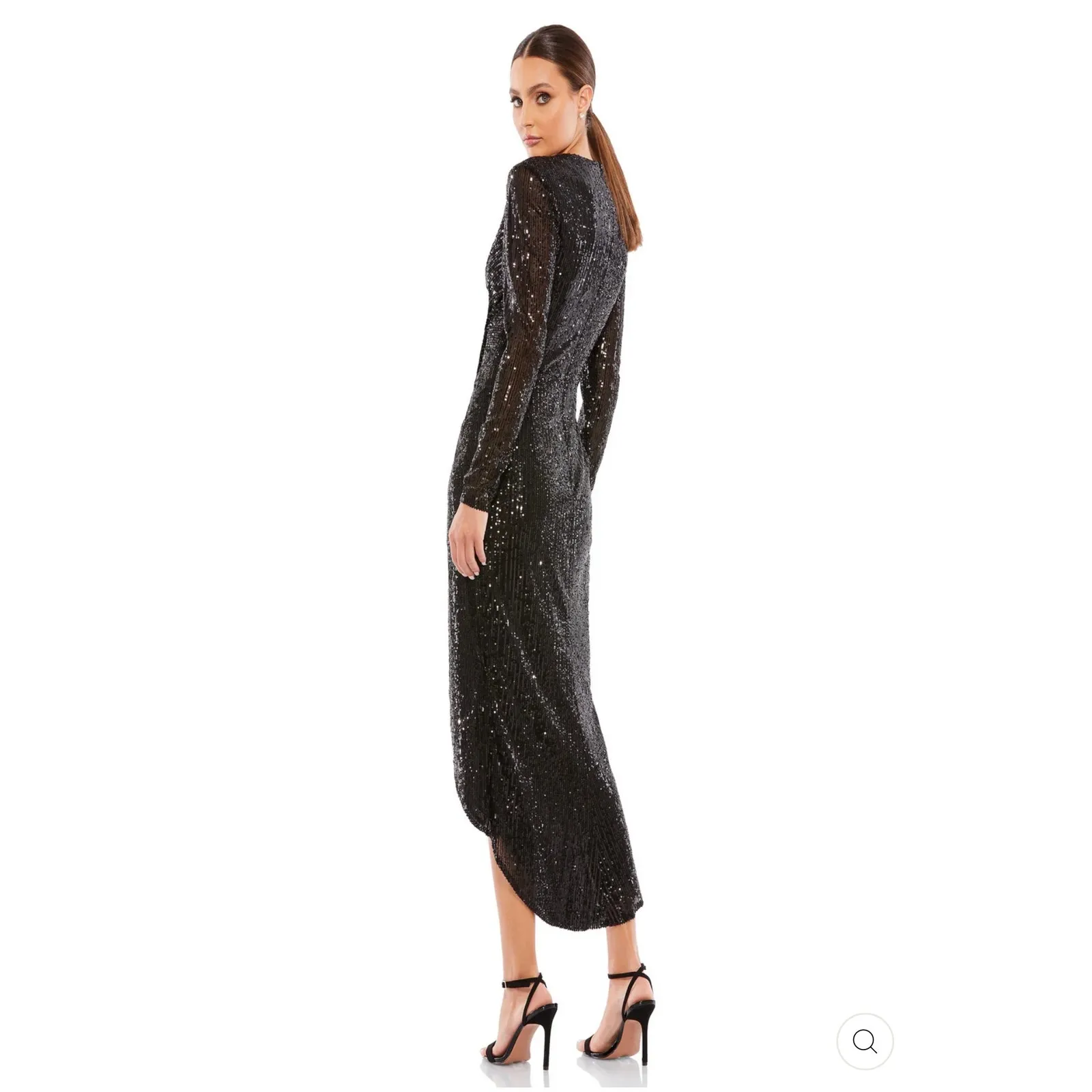 Mac Duggal 26549 Black Sequin High-Low Cocktail Dress size 10 (New) - Image 3