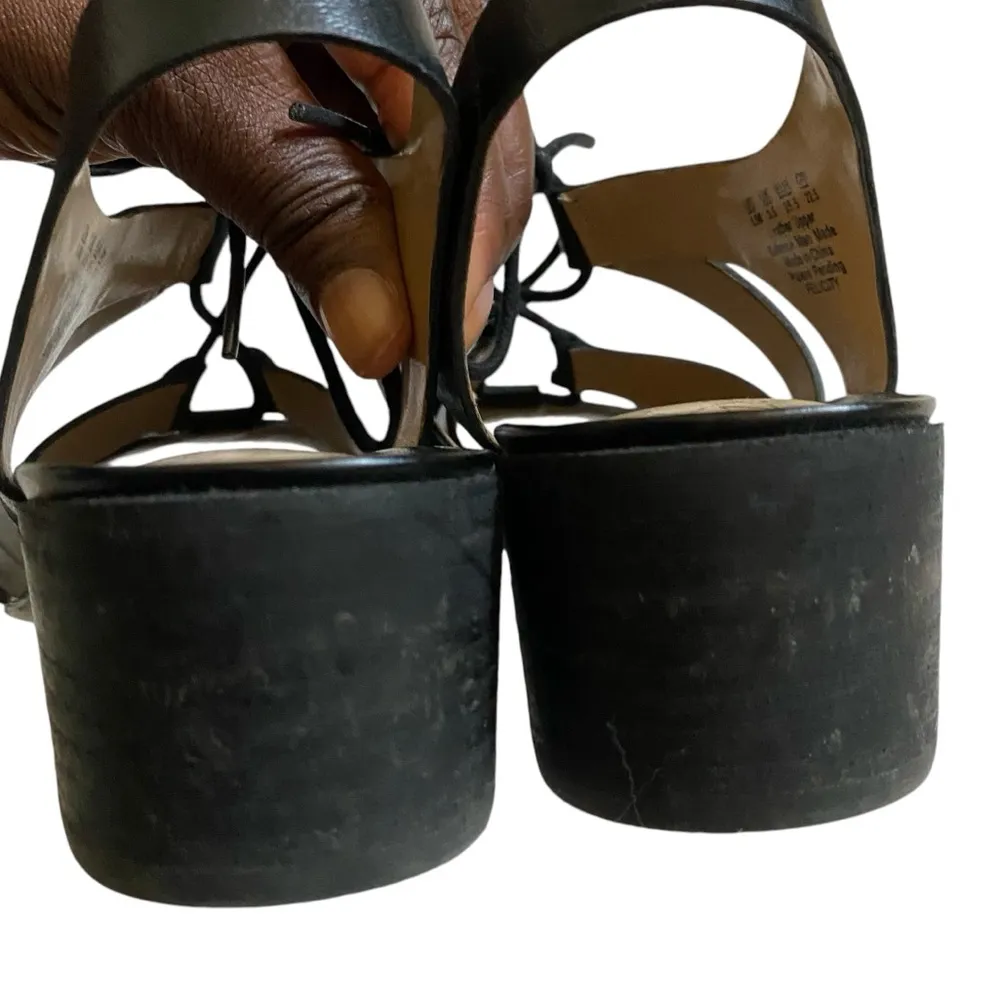 Classic Black Leather Minimalist Gladiator Sandal - Image 4