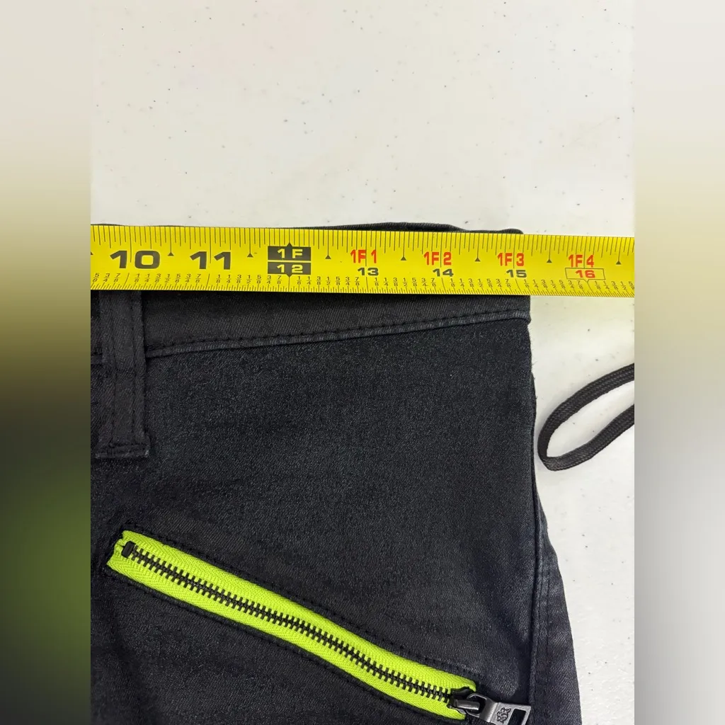 Rock and Republic Banshee Jeans Black Neon Green Waxed GUC Size 8 - Image 11