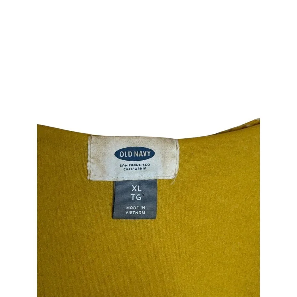 Old Navy Women's Dress Pleated Bodice Floral Silk Sleeveless Lined Mustard Sz.XL - Image 5