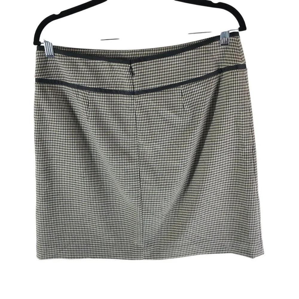 Ann Taylor LOFT Pencil Skirt Houndstooth Lined Black White 10 - Image 2