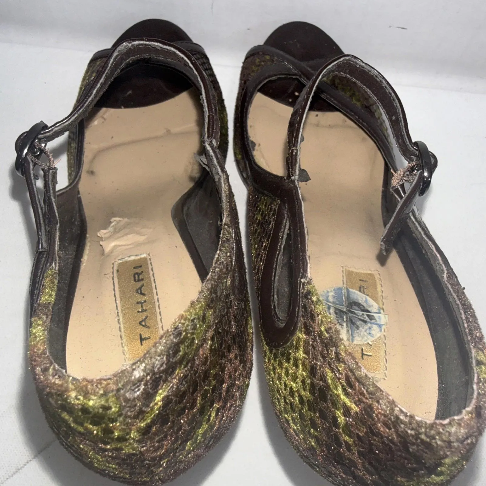 Vintage Y2K Tahari Marti Peep Toe Snakeskin Platforms Heels Shoes Size 6.5 - Image 10