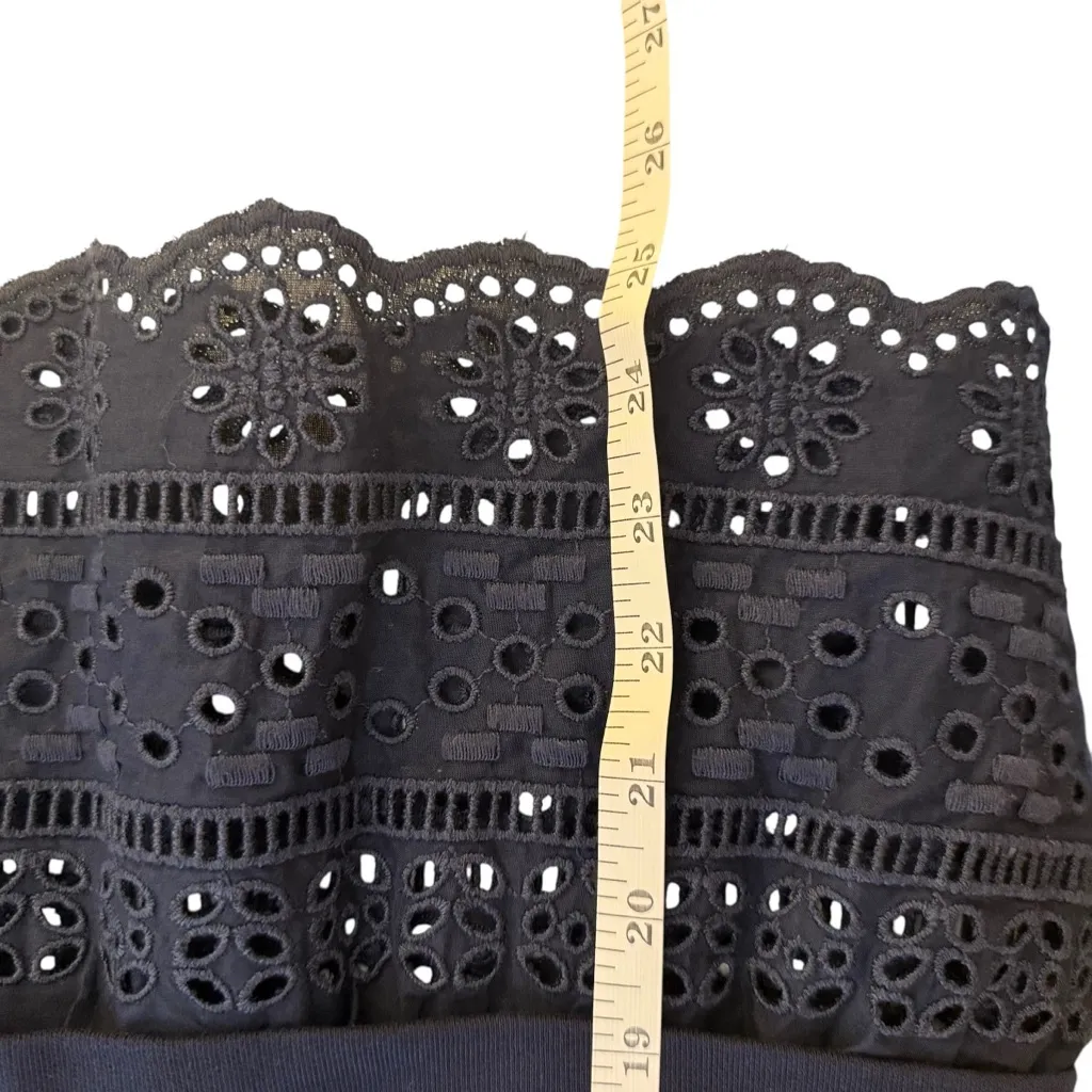 J.Crew Women's  Navy Blue Eyelet Hem Sweatshirt Large Pullover Preppy Casual - Image 11