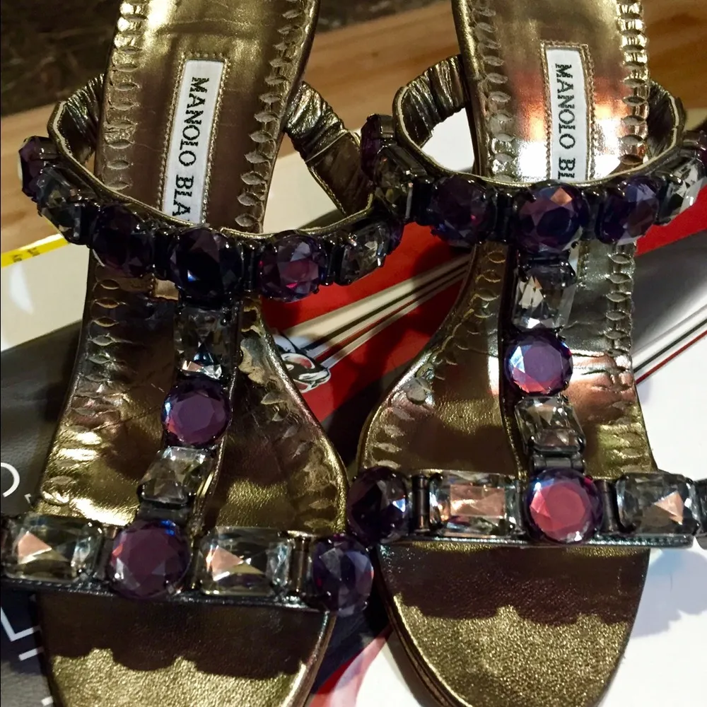Manolo Blahnik jeweled sandals. - Image 2
