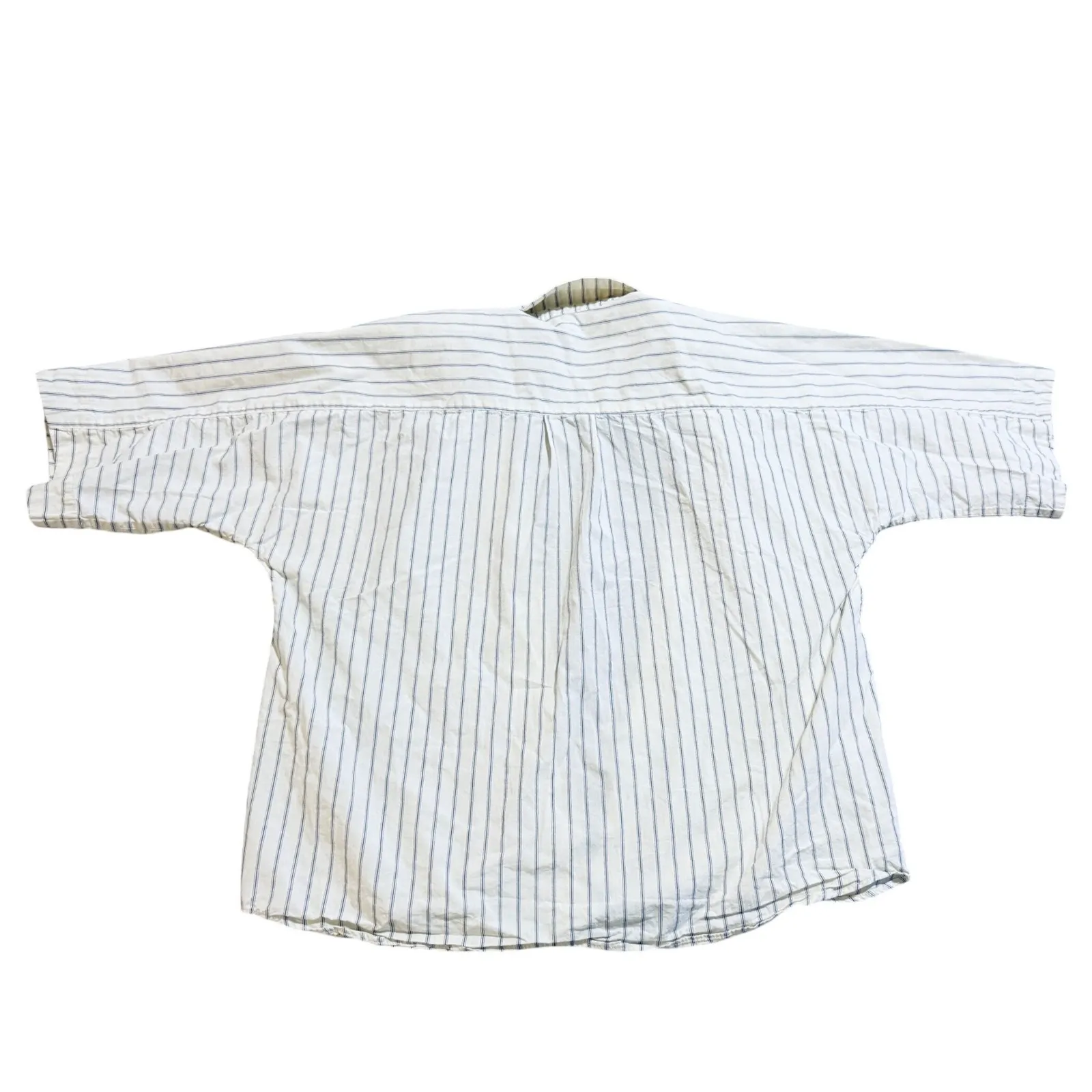 Pina Stripes Cream & Navy Women SZ XS Oversize 100% Cotton Causal Short Sleeve - Image 6