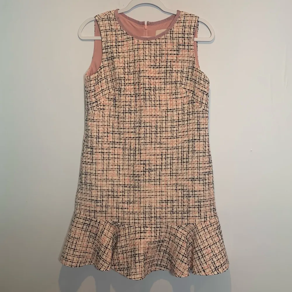 Gal Meets Glam Annika Pink Tweed Tank Dress Ruffle - Image 2