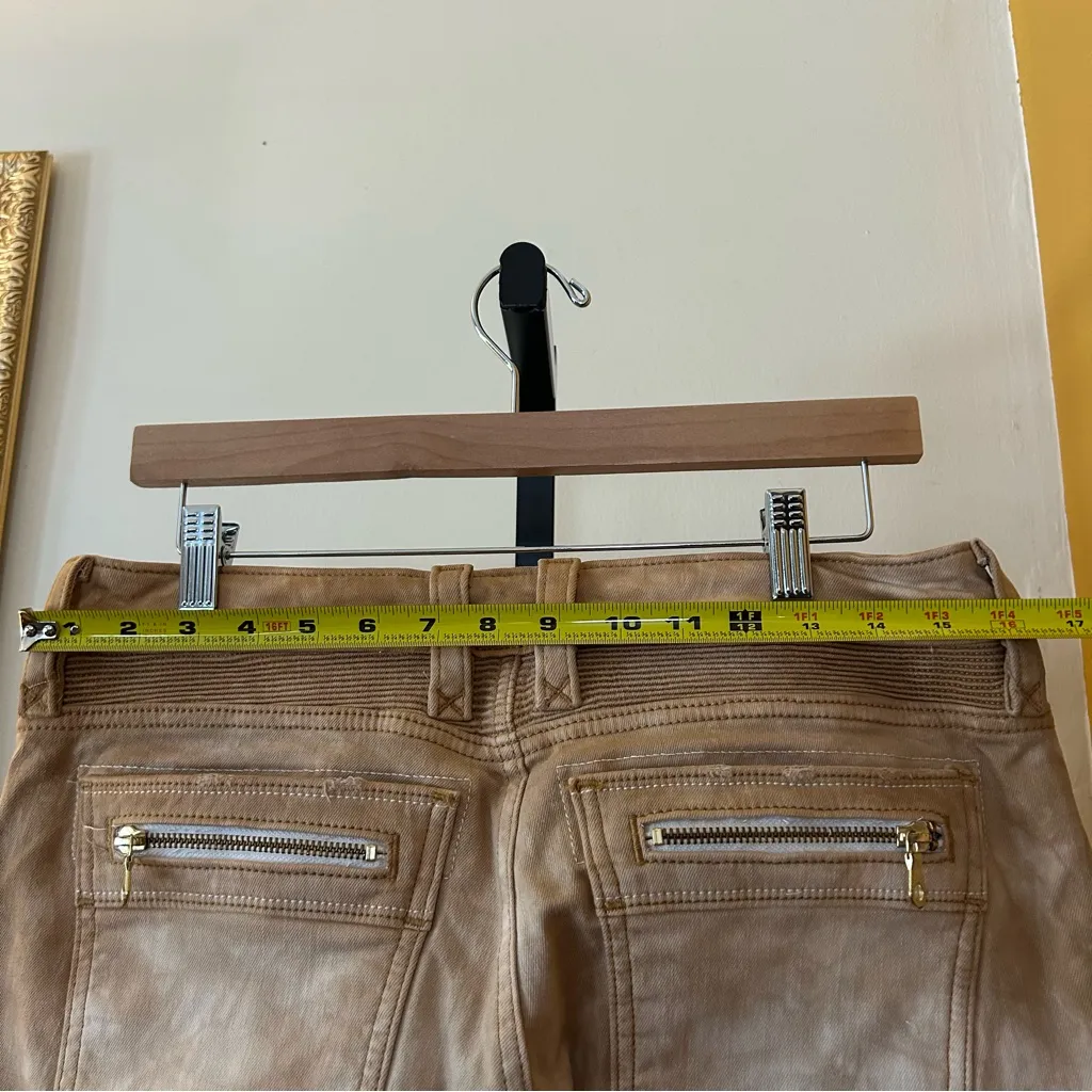 Rock Revival Moto Cladelle Skinny Jeans Stretch Distressed Tan Size 30 (US 10) - Image 6