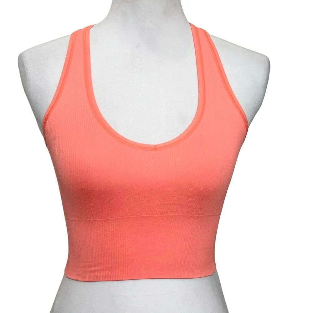 Athleta Aurora Ribbed Crop Tank Coral Women’s Size XXS Seamless Yoga Top - Image 2