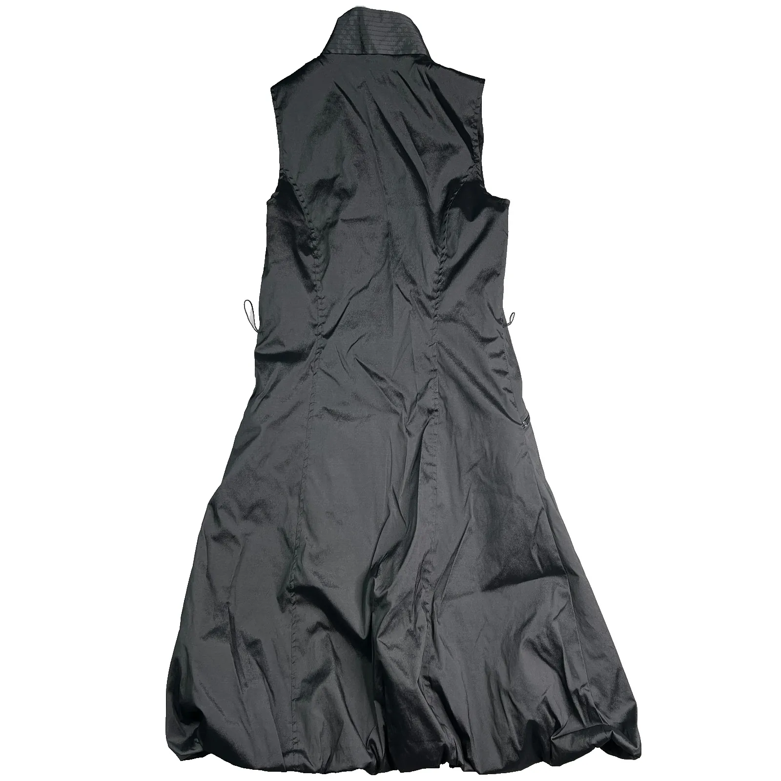 Joseph Ribkoff 03608 Black Sleeveless‎ Zip Front Long Vest Dress Sz 4 Bubble Hem - Image 2