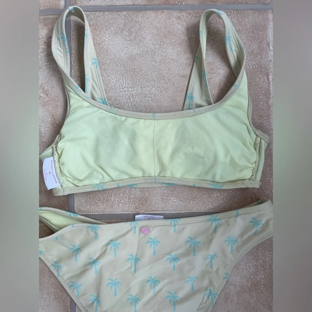 Stoney Clover Lane Lime Green Palm Tree Bikini Top + Scoop Bottom #4812; size M - Image 9