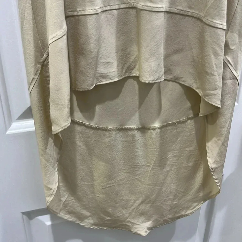 St. John Round-neck Nude Jersey Knit T-shirt with Silk Trim Sz Small P - Image 4