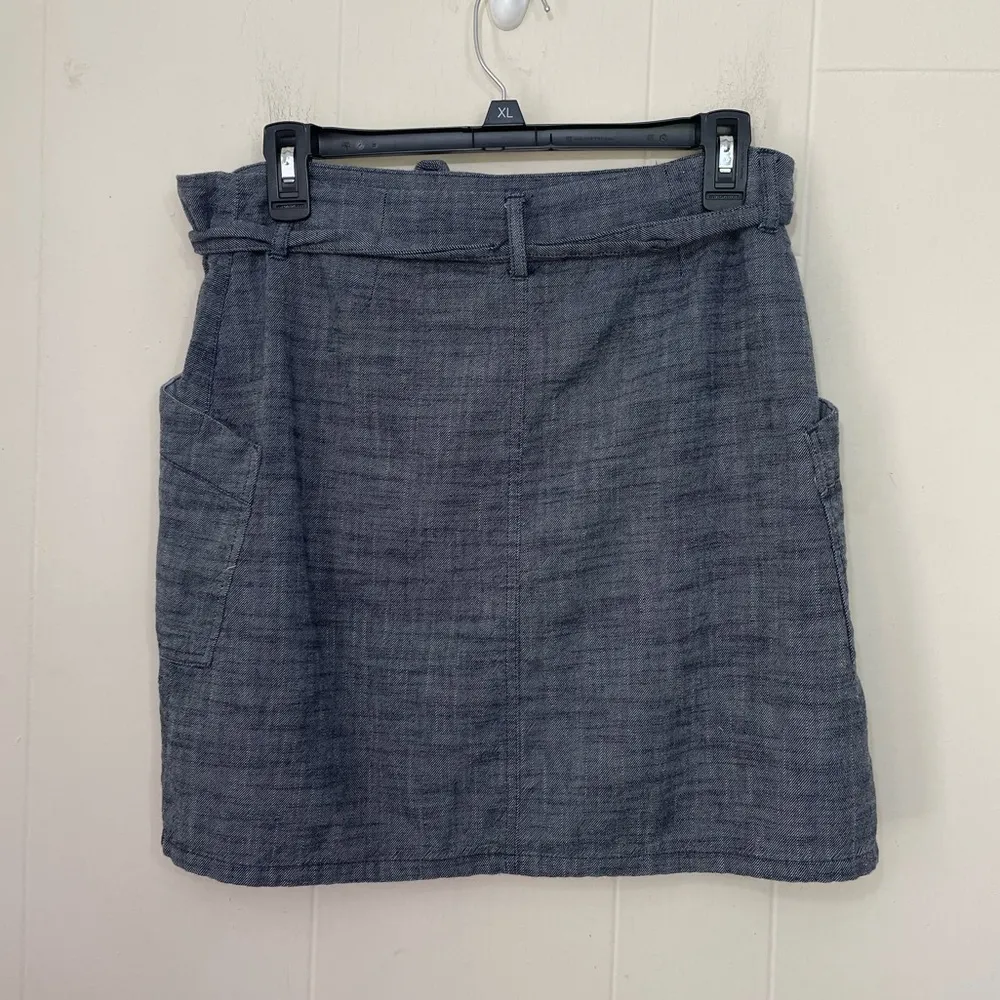 Gap True Wrap Skirt Indigo Blue Cotton Straight Short Pockets ~ Women’s Size M - Image 2