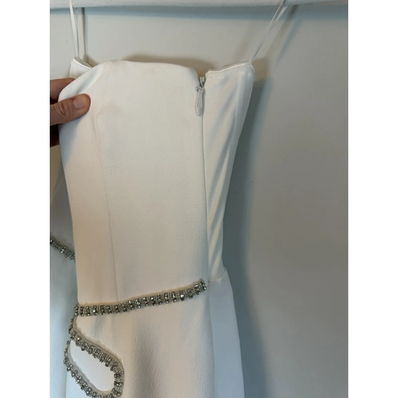 HELSI Grace Sweetheart Strapless Crystal Bow White Midi Gown Dress XS NWT $595 - Image 14