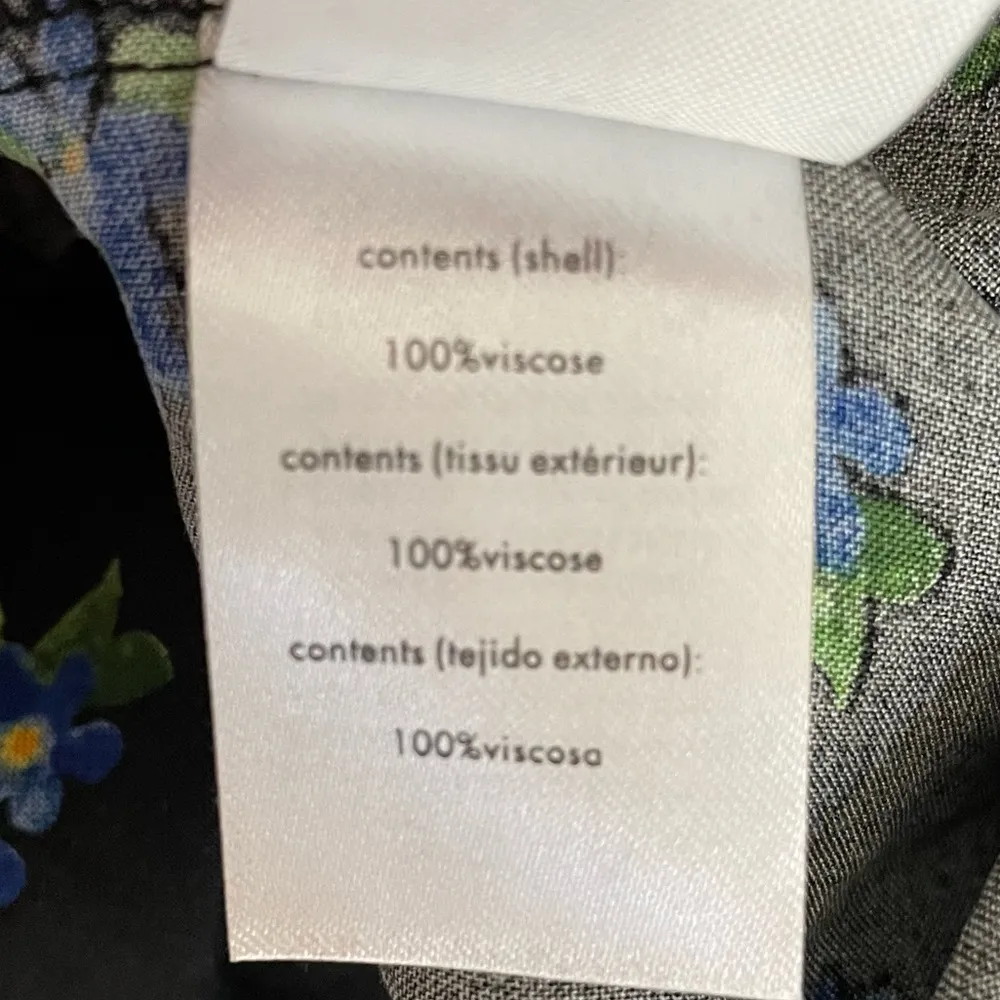 WeWoreWhat Women's Floral Print Ruffle Blouse Watercolor Ditsy Black Multi Sz L - Image 9