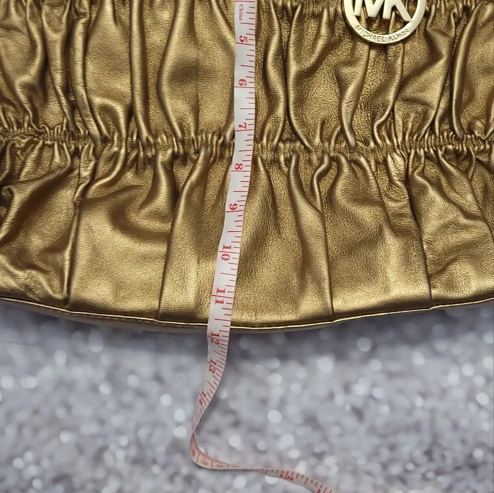 Michael Kors Gold Ruched Shoulder Purse - Image 8