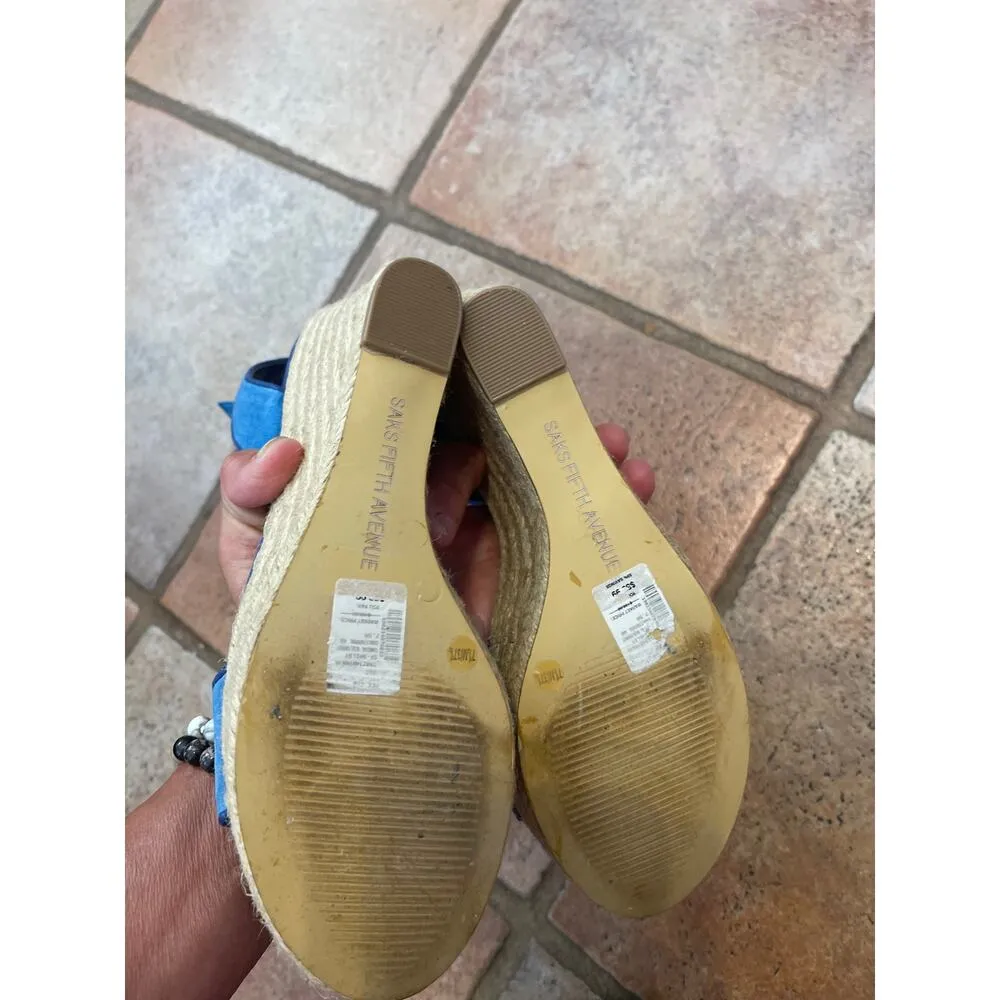 Saks, Fifth Avenue suede espadrille open toe heels size 7 1/2 - Image 6