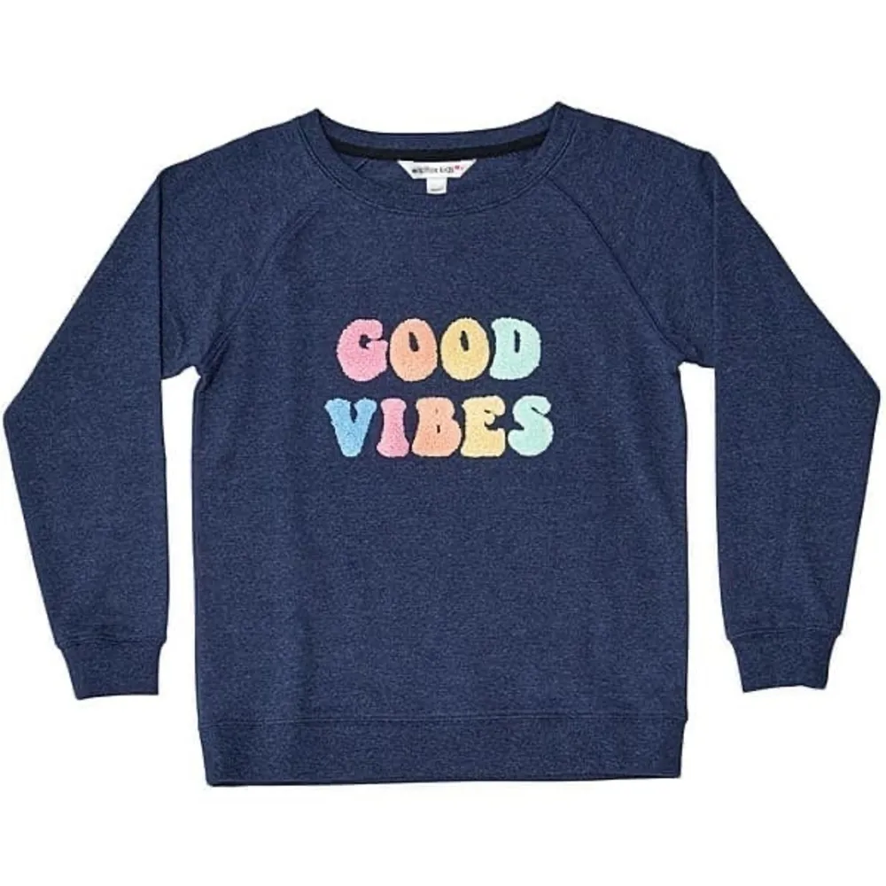 Wildfox Good Vibes pastel rainbow textured loop knit statement sweatshirt size S - Image 5