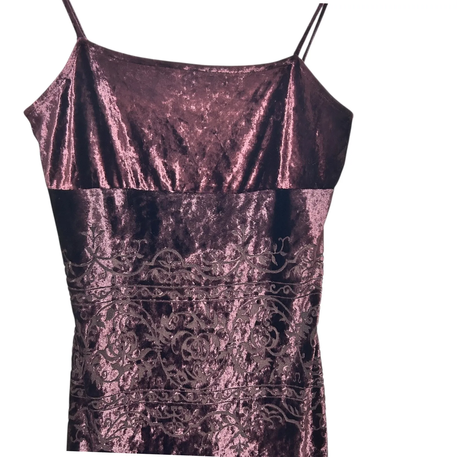 Vintage Y2K TAILOR by B‎ Moss Dress 10 Brugundy Velvet Maxi Formal Evening Retro Purple - Image 3