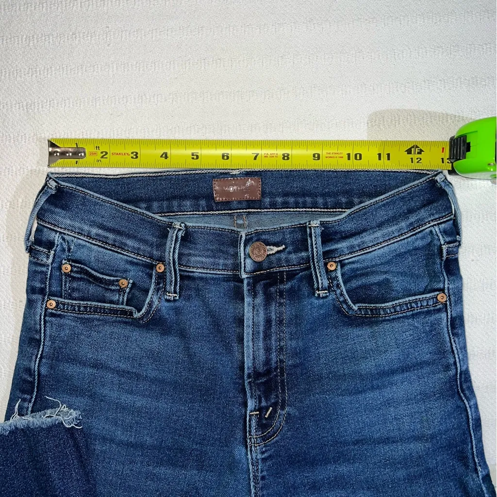 MOTHER The Outsider Ankle Fray Jeans Size 25 Uncharted Waters Blue Designer - Image 10