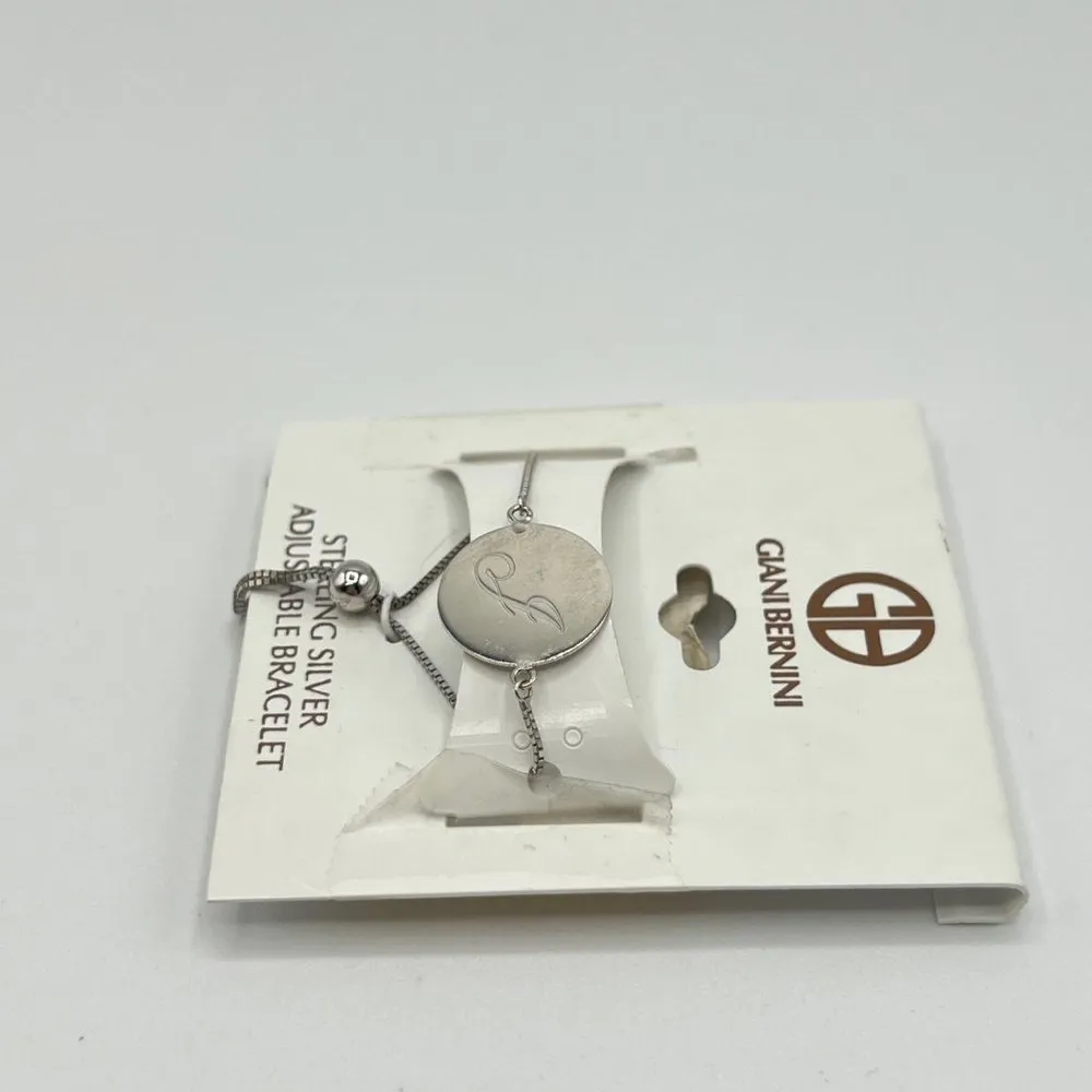Giani Bernini Engraved Script Initial S Disc Bolo Bracelet in Silver MSRP $85 NW - Image 2