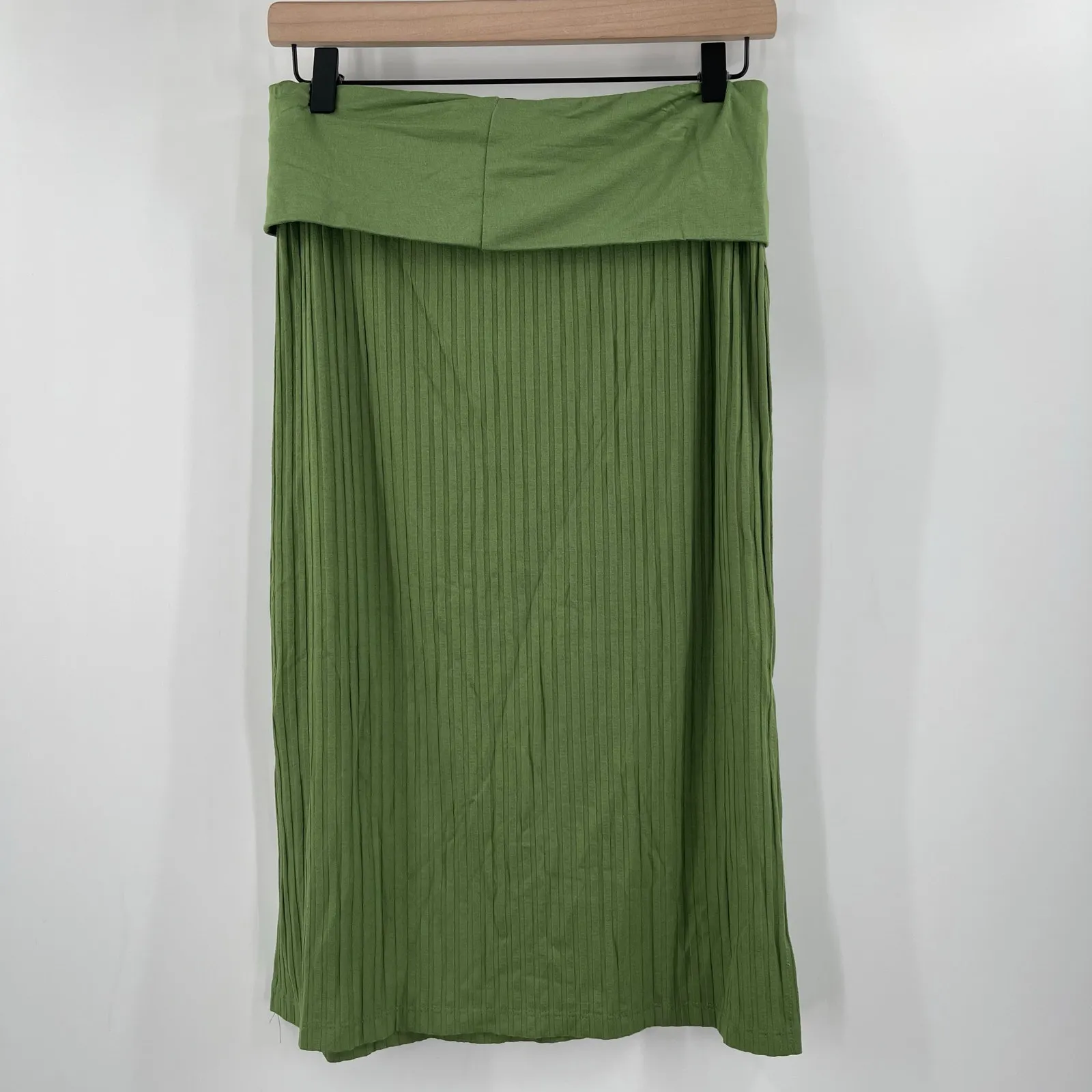 AMOUR VERT Skirt Size Medium Zio Ribbed Green Rib Stretch Foldover Waist NWT - Image 5