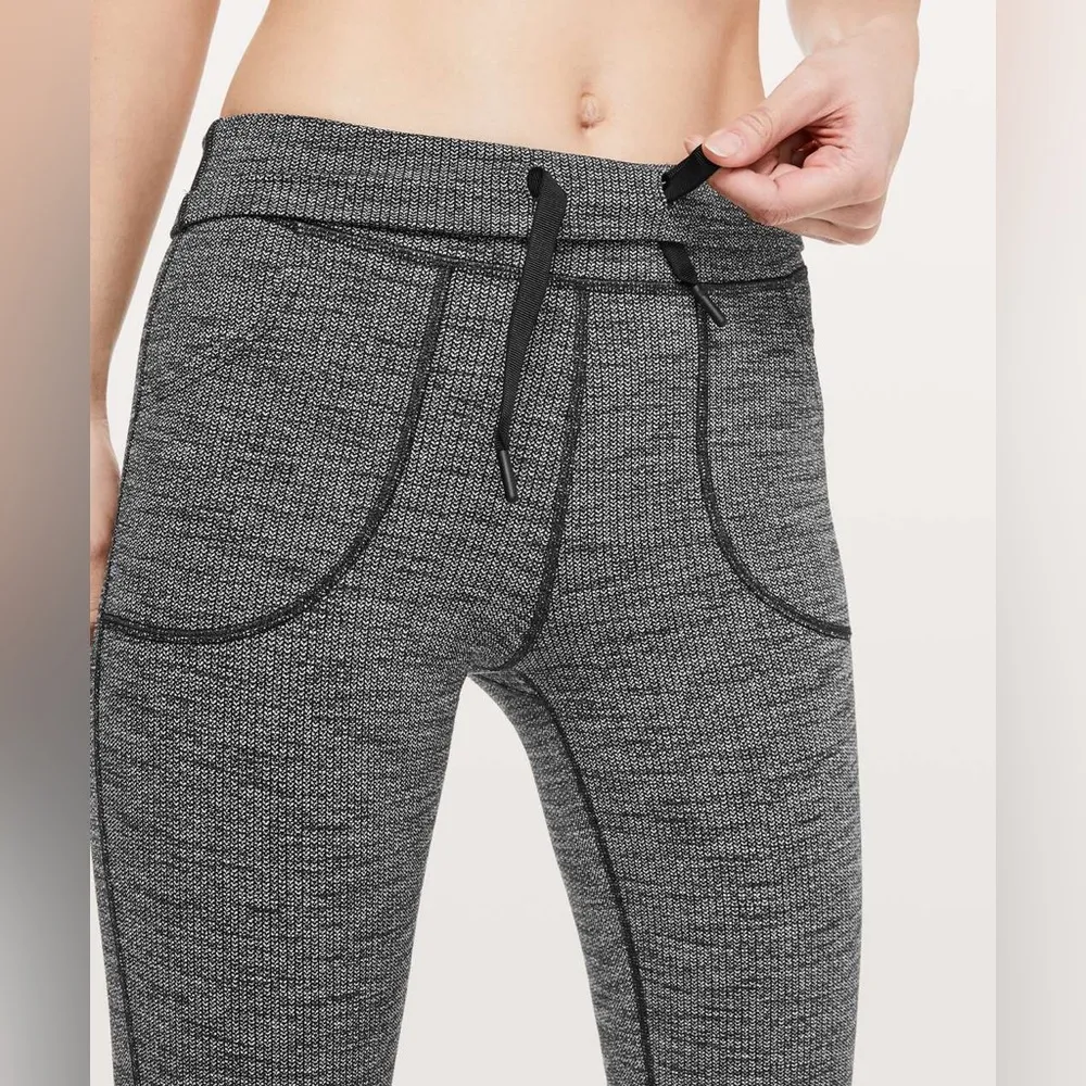 Lululemon Skinny Will Pant Sz 12 Full On Luon Heathered Roll Down Waistband - Image 2