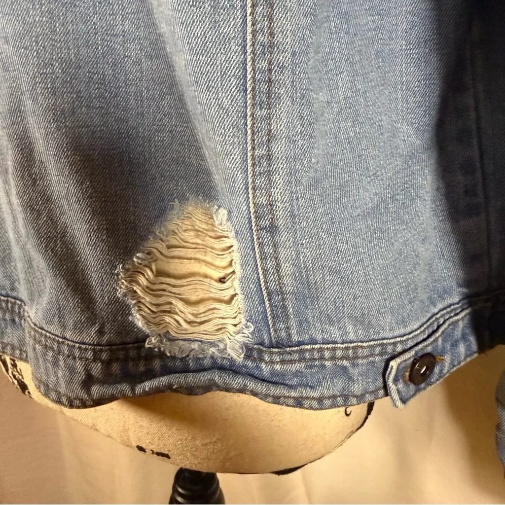 Highway Jeans Women’s Denim Distressed Stud Button Front Jacket Sz XL EUC - Image 7